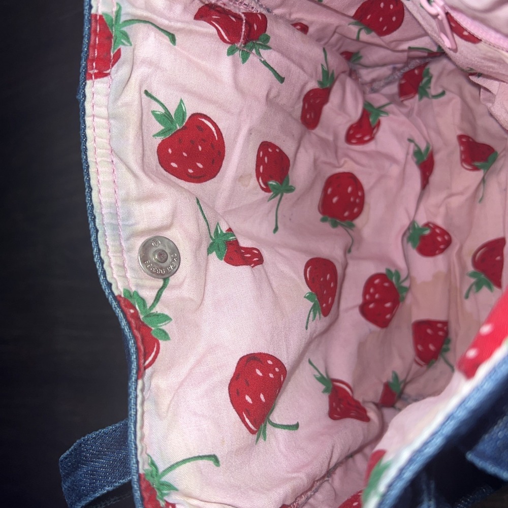 Aeropostale Y2K Mini Denim Tote Bag Strawberry Lining - Picture 5 of 11